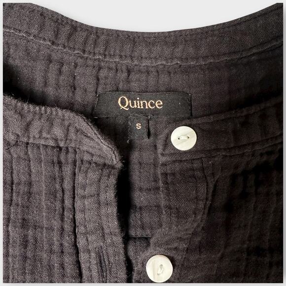 QUINCE Women’s Black Gauze Button Front Short Sleeve Top Size S - Picture 4 of 6